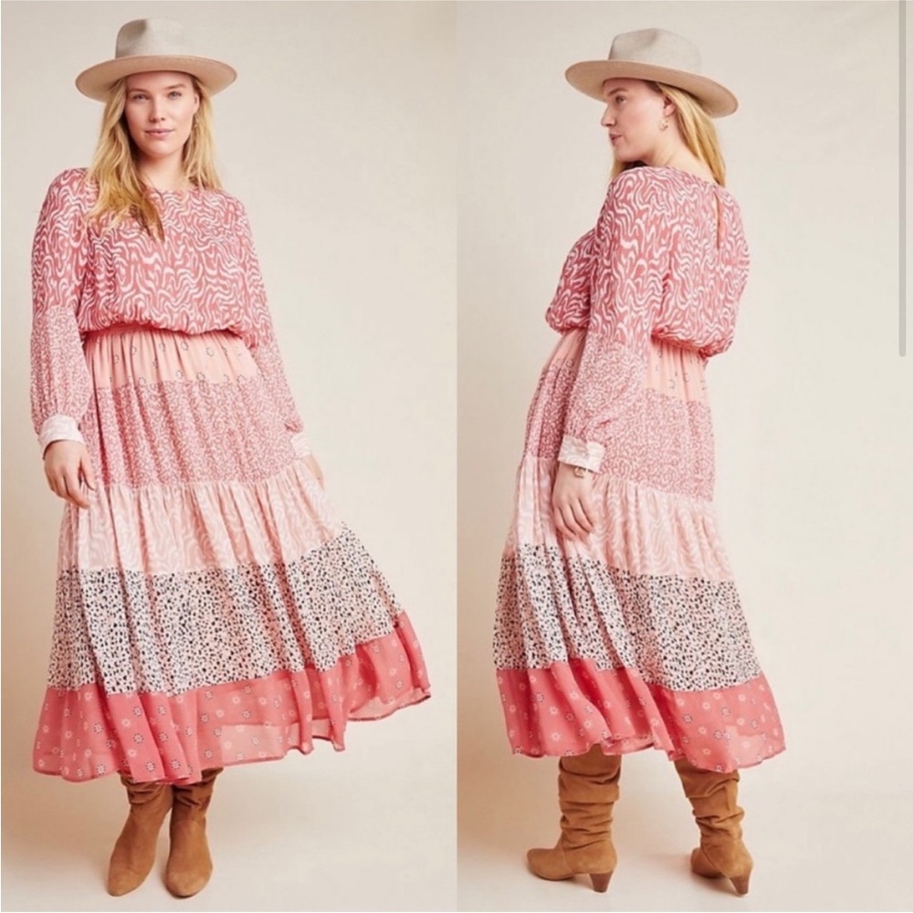 Anthropologie Dolan Jodie Maxi Mix Print Dress